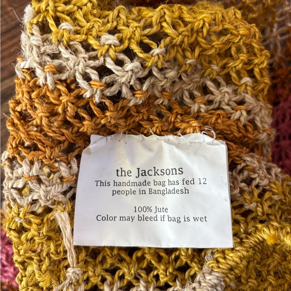 The Jacksons Pink Striped Handmade Jute Shopper Tote - Picture 6 of 10